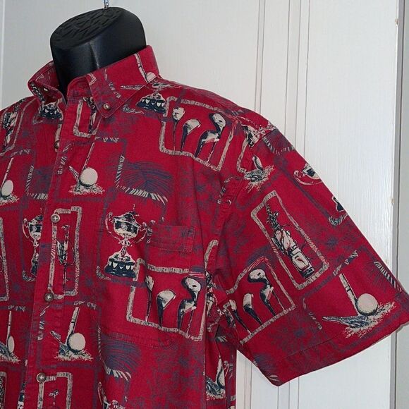 ClearWater Outfitters Resort Collection red golf themed short sleeved shirt - Picture 2 of 8